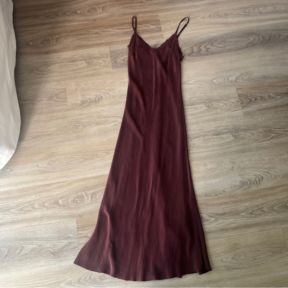 Bec + Bridge Silk Slip Dress Rich Brown / Burgundy size 4